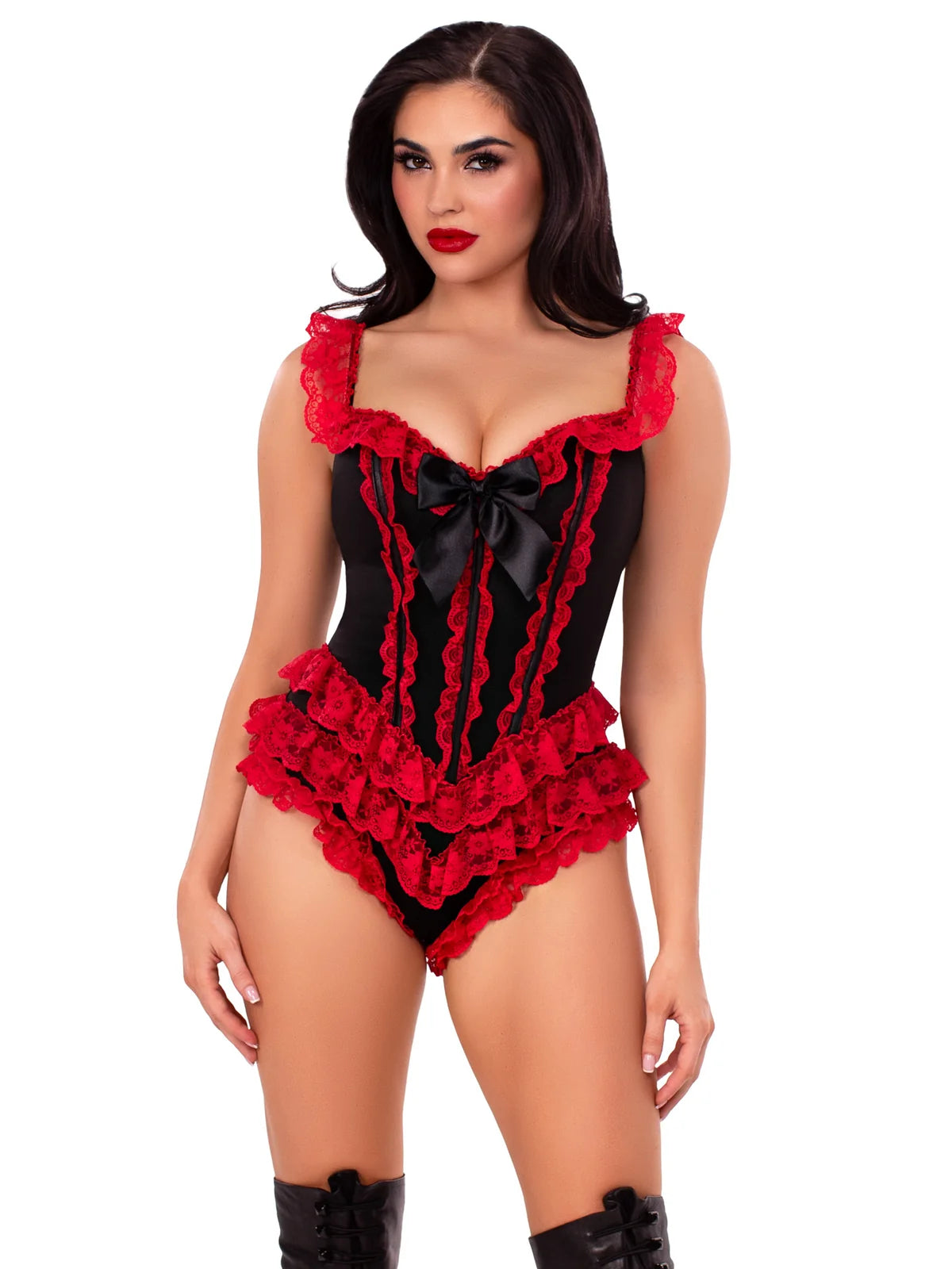RUFFLE BODYSUIT WITH BONING