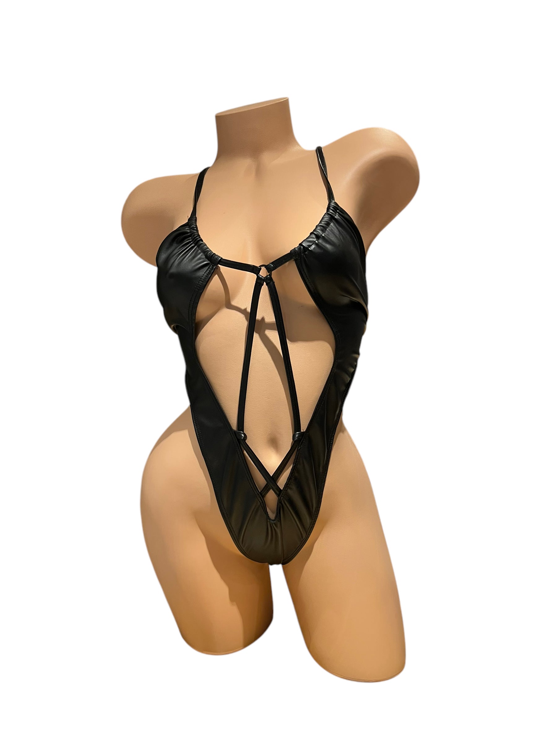 Becky 1 Piece - Black Pleather