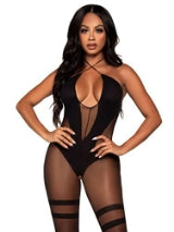 OPAQUE + SHEER KEYHOLE BODY STOCKING