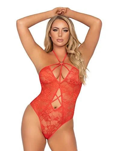 STRAPPY ROSE LACE TEDDY