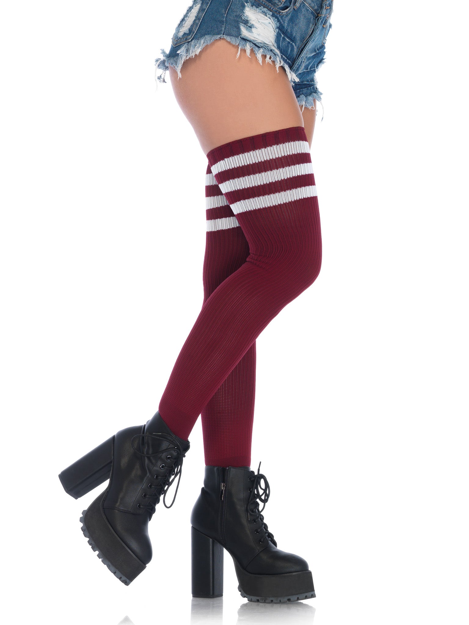 3 STRIPES ATHLETIC RIBBED THIGH HIGHS